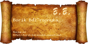 Borik Bársonyka névjegykártya